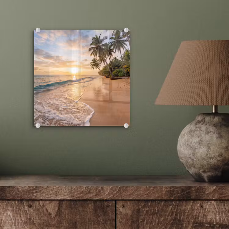 Strand - Zonsondergang - Tropisch - Natuur - Goud plexiglas 5mm klein -sfeer3