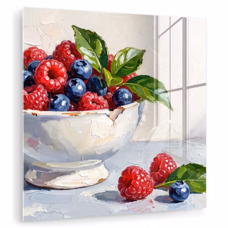 Glass Print - Berries - Bowl - Food - Bessen - Kom - Eten plexiglas 5mm klein