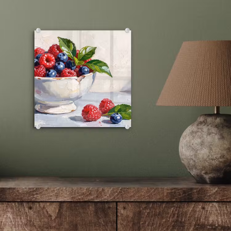 Glass Print - Berries - Bowl - Food - Bessen - Kom - Eten plexiglas 5mm klein