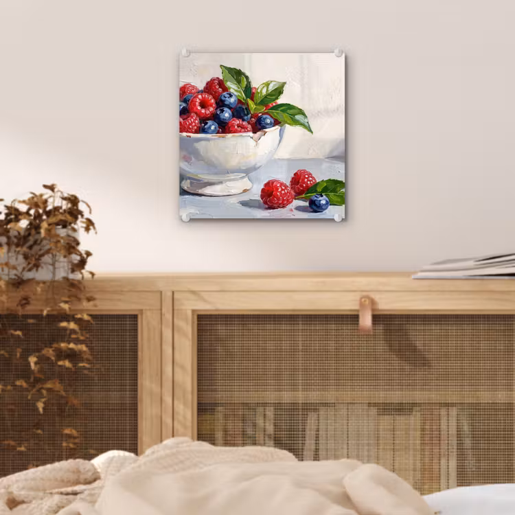 Glass Print - Berries - Bowl - Food - Bessen - Kom - Eten plexiglas 5mm klein