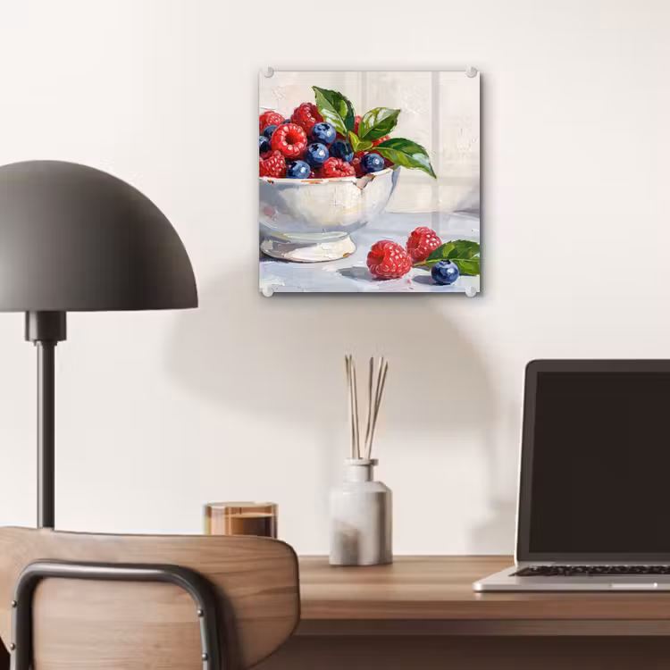 Glass Print - Berries - Bowl - Food - Bessen - Kom - Eten plexiglas 5mm klein