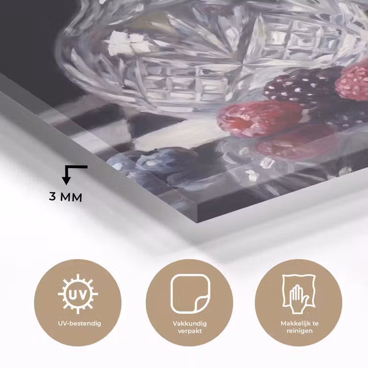 Glass Print - Berries - Crystal - Still Life - Bessen - Kristal - Stilleven plexiglas 5mm klein