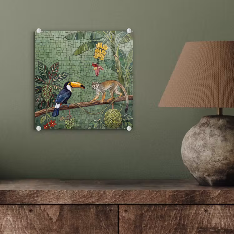 Vogel - Dier - Jungle - Mozaïek - Natuur plexiglas 5mm klein -sfeer3