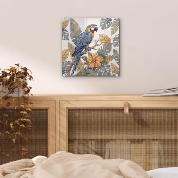 Vogel - Tak - Natuur - Mozaïek - Blauw plexiglas 5mm klein -sfeer4