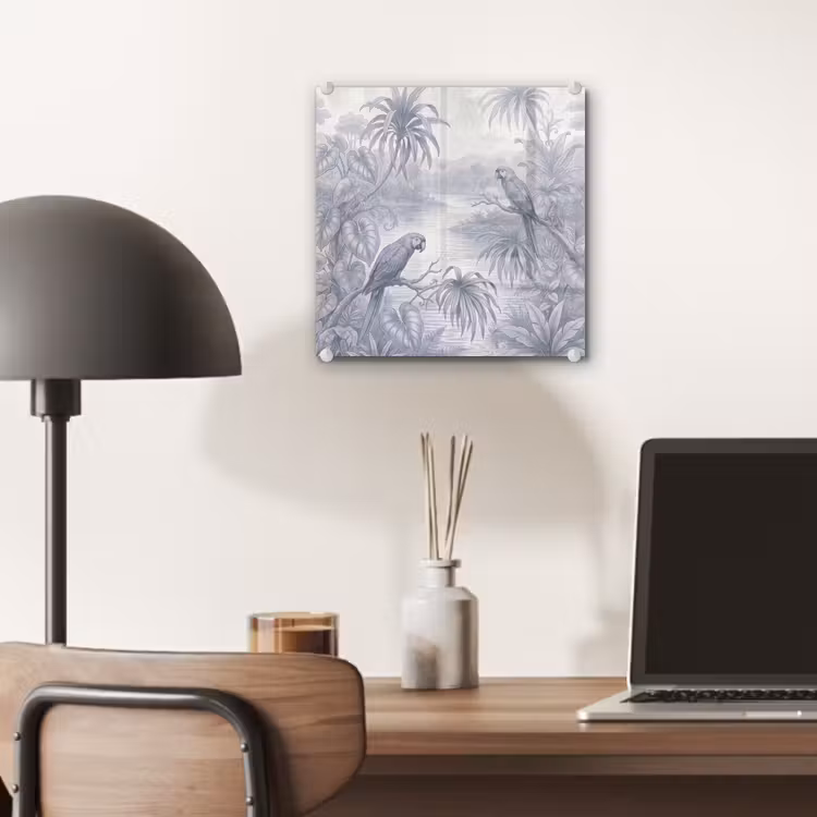 Vogel - Rivier - Tropisch - Illustratie - Blauw plexiglas 5mm klein -sfeer6