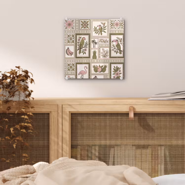 Vogel - Tropisch - Patroon - Decoratief - Groen plexiglas 5mm klein -sfeer4