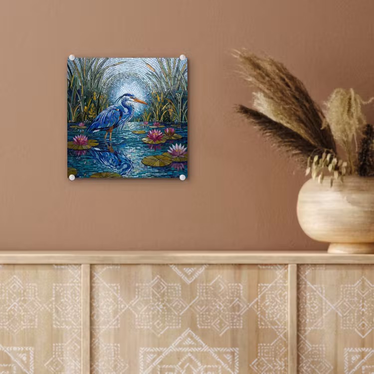 Vogel - Water - Natuur - Abstract - Blauw plexiglas 5mm klein -sfeer5