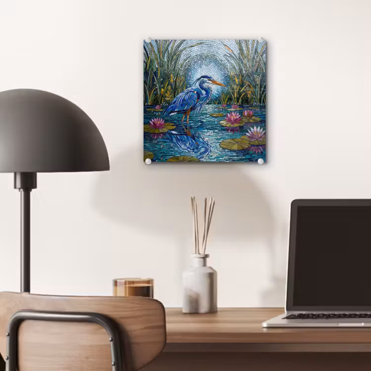 Vogel - Water - Natuur - Abstract - Blauw plexiglas 5mm klein -sfeer6