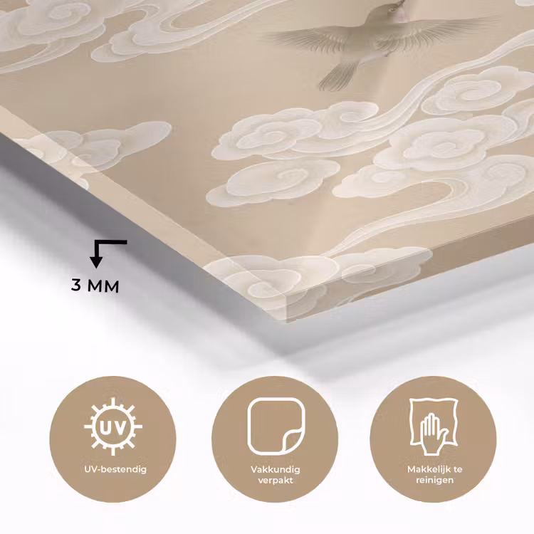 Vogels - Vliegen - Beige plexiglas 5mm klein -sfeer2