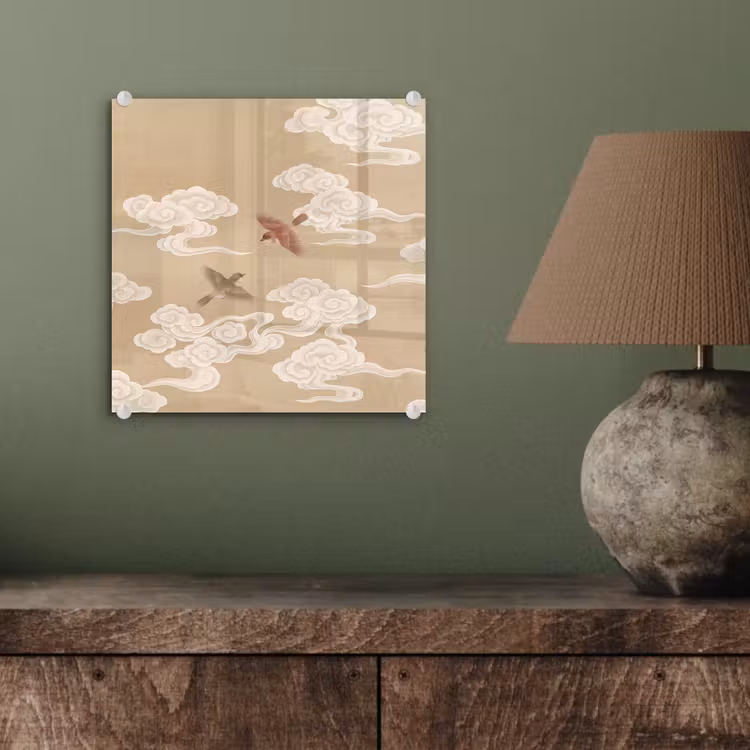 Vogels - Vliegen - Beige plexiglas 5mm klein -sfeer3