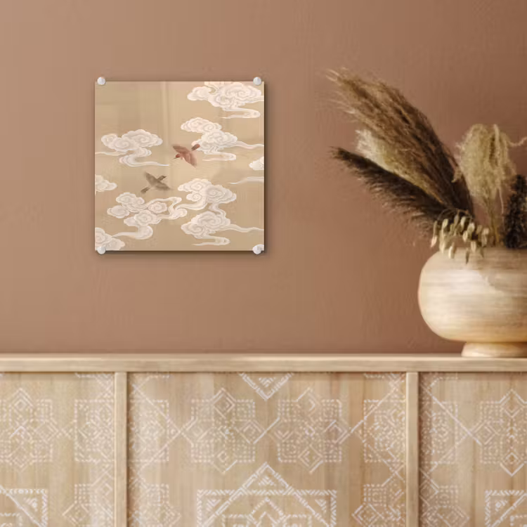 Vogels - Vliegen - Beige plexiglas 5mm klein -sfeer5