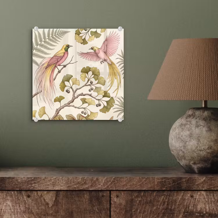 Vogels - Tropisch - Botanisch - Roze plexiglas 5mm klein -sfeer3