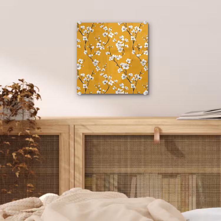 Bloesemtak - Aquarel - Geel plexiglas 5mm klein 11 -sfeer4