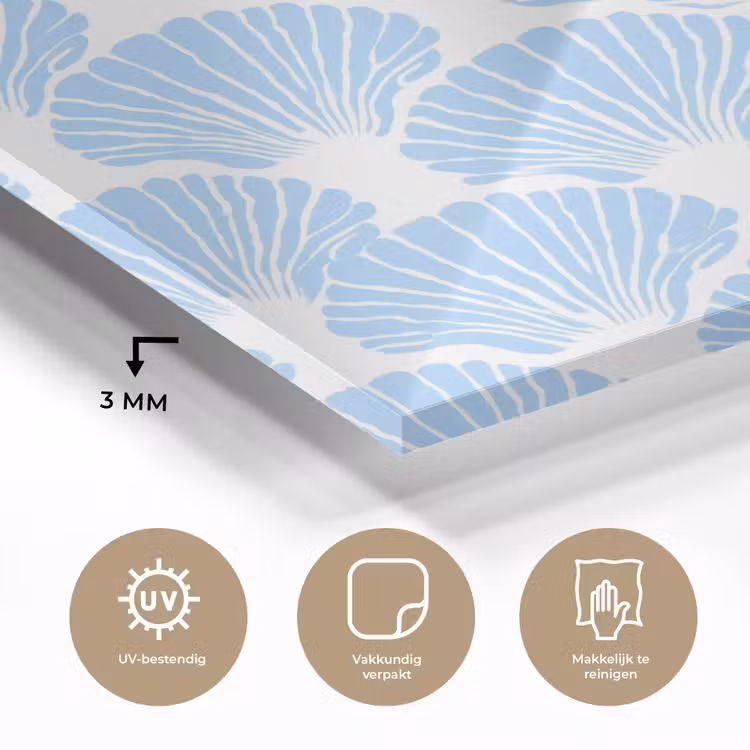 Blauw - Wit - Schelpen - Grafisch - Structuur plexiglas 5mm klein 11 -sfeer2
