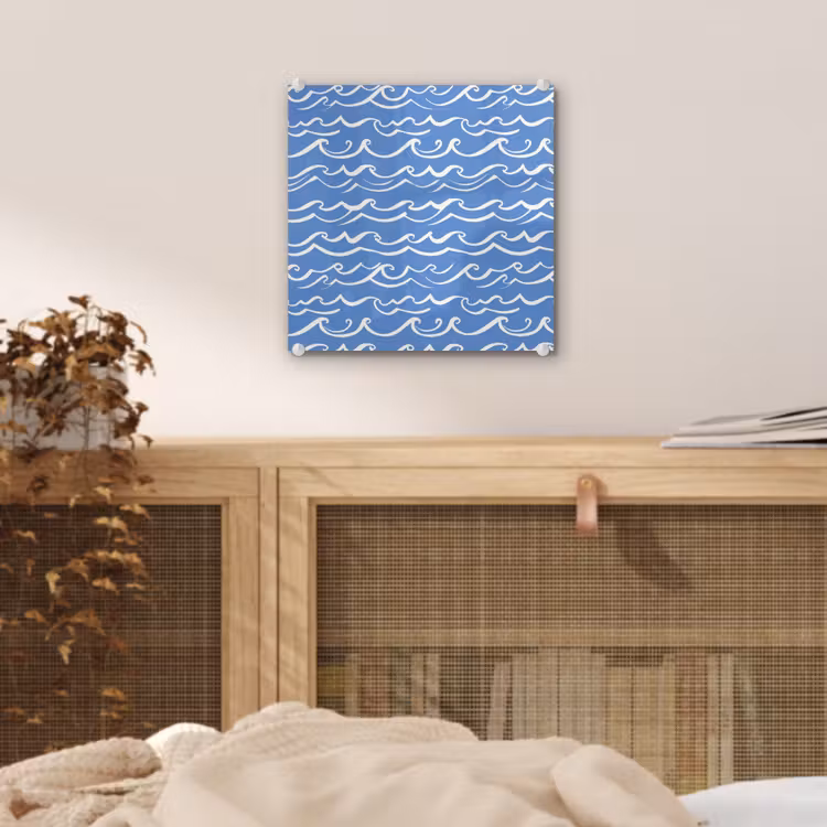 Blauw - Wit - Simpel - Getekend - Golven plexiglas 5mm klein 11 -sfeer4