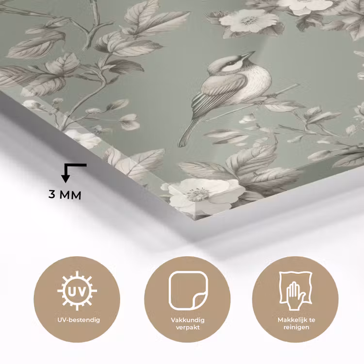 Botanisch - Vogels - Groen plexiglas 5mm klein 11 -sfeer2