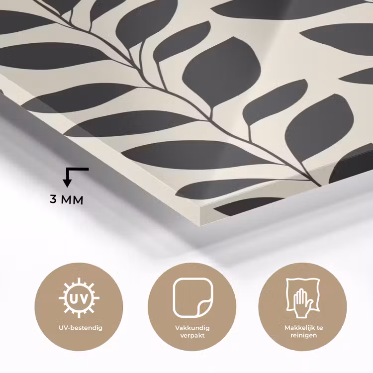 Botanisch - Dessin - Zwart - Beige plexiglas 5mm klein 11 -sfeer2