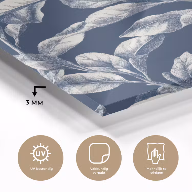 Botanisch - Patroon - Blauw plexiglas 5mm klein 11 -sfeer2