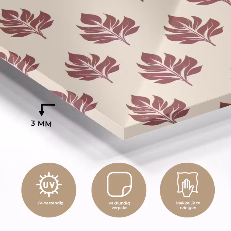 Botanisch - Patroon - Bordeaux plexiglas 5mm klein 11 -sfeer2