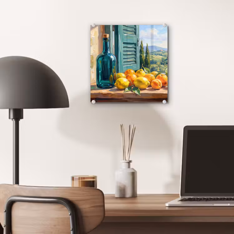 Glass Print - Bottle - Fruit - Still Life - Fles - Fruit - Stilleven plexiglas 5mm klein