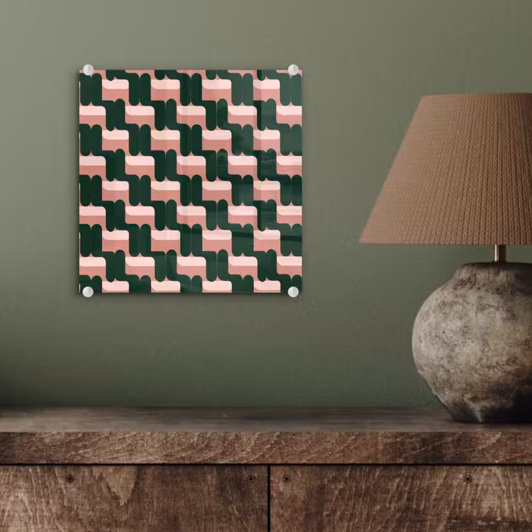 Vlechtpatroon - Groen - Roze - Geometrisch plexiglas 5mm klein 11 -sfeer3