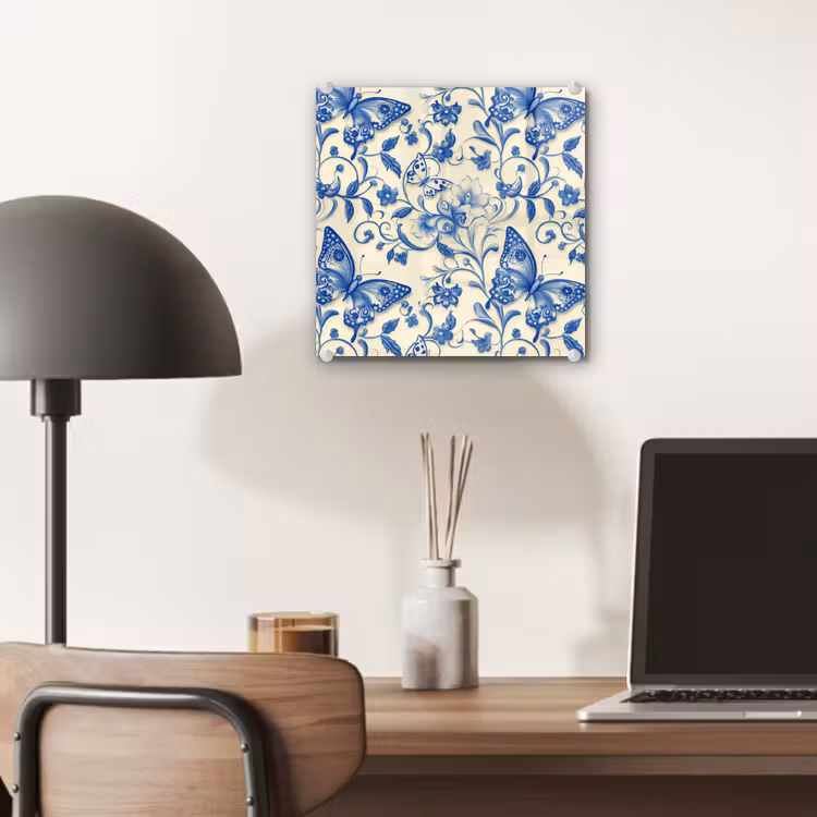 Vlinders - Bloemen - Blauw - Botanisch plexiglas 5mm klein 11 -sfeer6