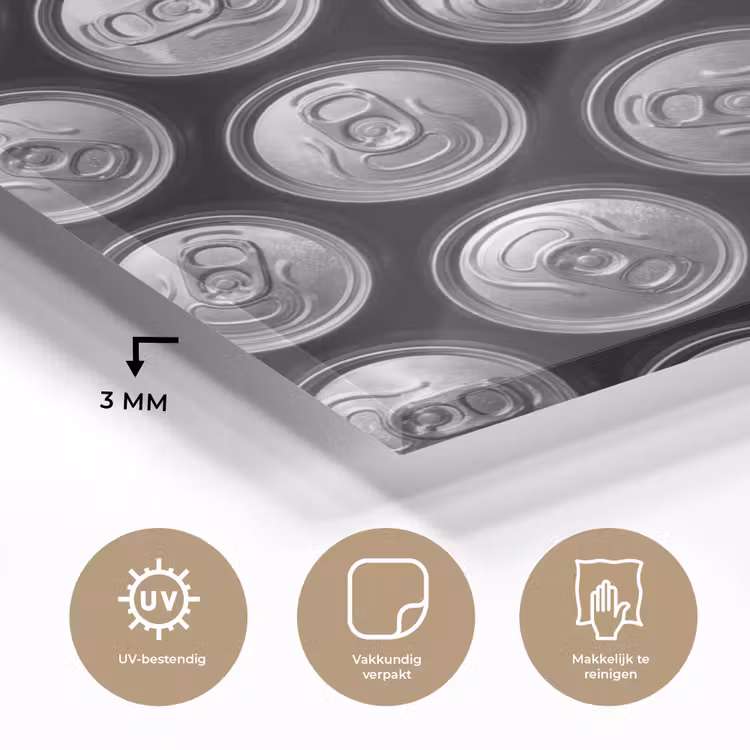 Blikjes - Aluminium - Patroon - Industrieel - Zilver plexiglas 5mm klein -sfeer2