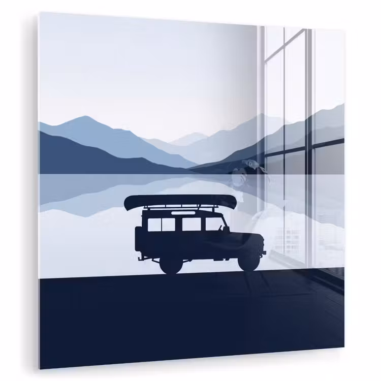 Auto - Meer - Bergen - Blauw plexiglas 5mm klein -zzzproduct_nieuw