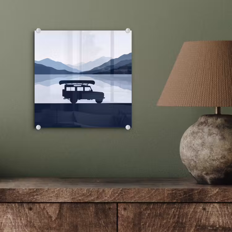 Auto - Meer - Bergen - Blauw plexiglas 5mm klein -sfeer3