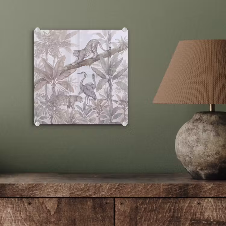 Kat - Vogel - Jungle - Illustratie - Dieren plexiglas 5mm klein -sfeer3