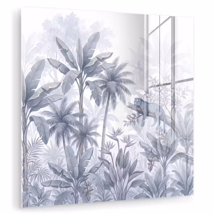 Kat - Tropisch bos - Modern - Grijs plexiglas 5mm klein -zzzproduct_nieuw