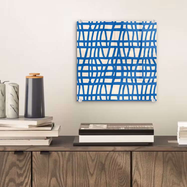 Ruitpatroon - Blauw - Crème plexiglas 5mm klein 11 -sfeer1