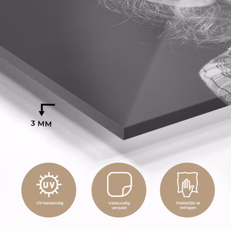 Kind - Vergrootglas - Portret - Zwart-wit plexiglas 5mm klein -sfeer2