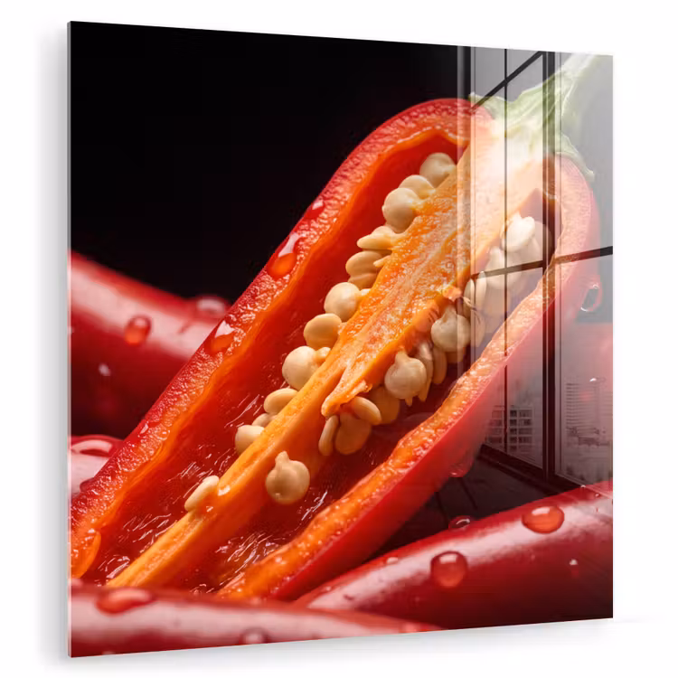 Glass Print - Chili Pepper - Red - Food - Chilipeper - Rood - Eten plexiglas 5mm klein