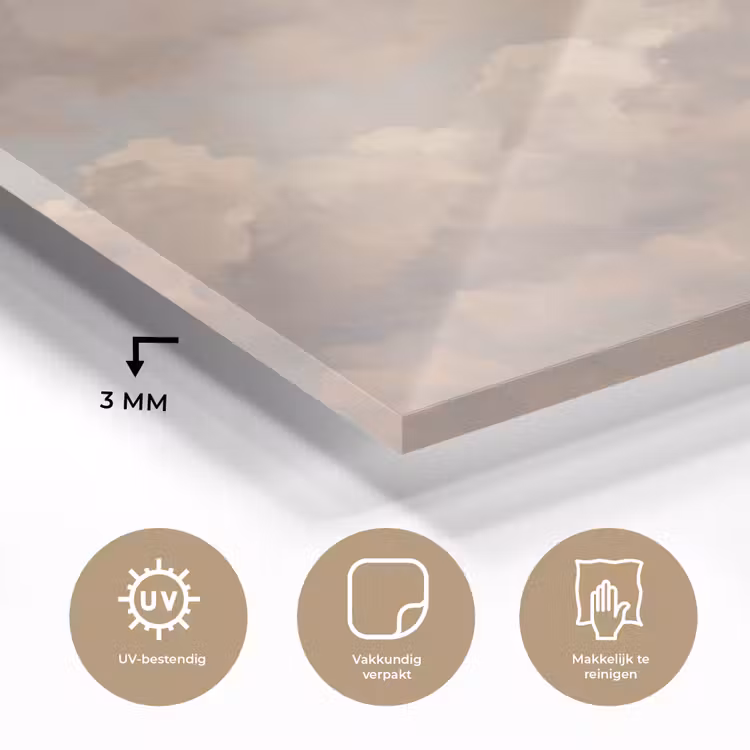 Wolken - Zacht - Natuur - Klassiek - Beige plexiglas 5mm klein -sfeer2