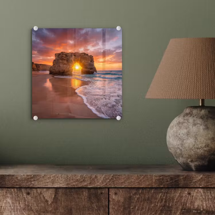 Kust - Rots - Zonsondergang - Zee - Natuur plexiglas 5mm klein -sfeer3