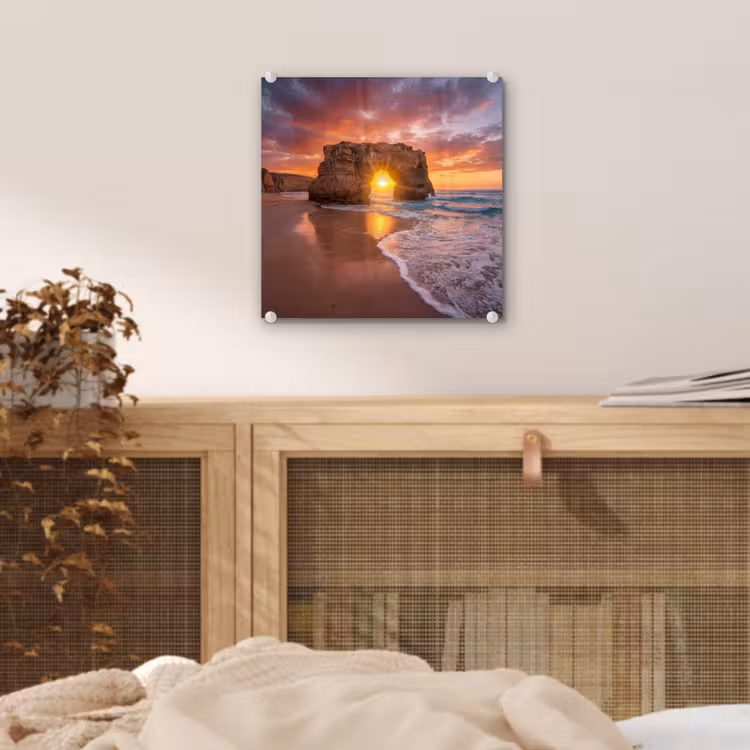 Kust - Rots - Zonsondergang - Zee - Natuur plexiglas 5mm klein -sfeer4