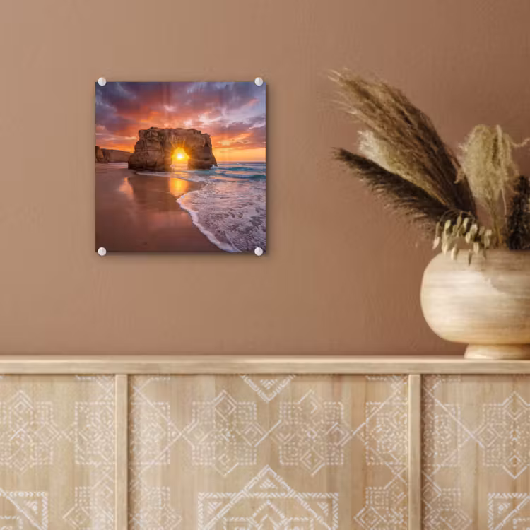 Kust - Rots - Zonsondergang - Zee - Natuur plexiglas 5mm klein -sfeer5