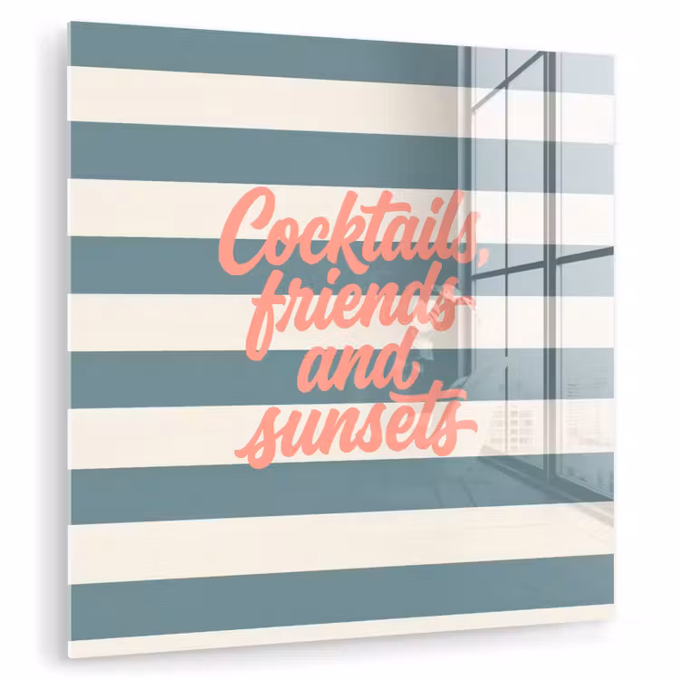 Cocktails - Strepen - Blauw - Koraal plexiglas 5mm klein -zzzproduct_nieuw