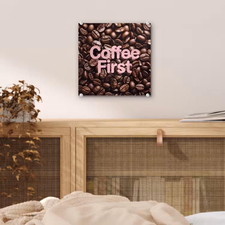 Coffee First - Koffiebonen - Roze plexiglas 5mm klein -sfeer4