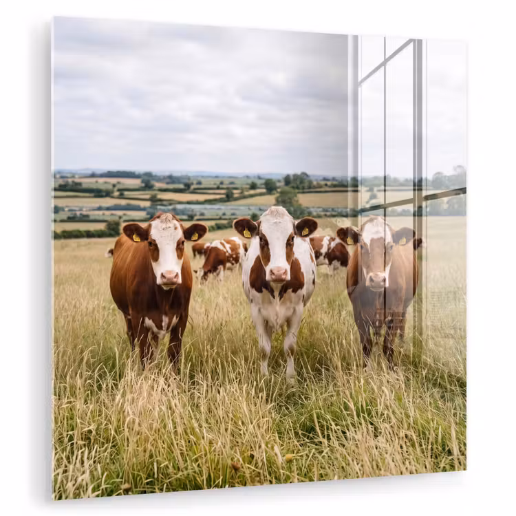 Koeien - Portret - Weide - Boerderij - Nieuwsgierig plexiglas 5mm klein -zzzproduct_nieuw
