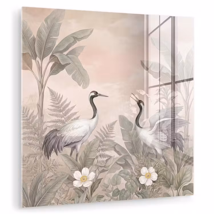 Kraanvogels - Natuur - Roze plexiglas 5mm klein -zzzproduct_nieuw