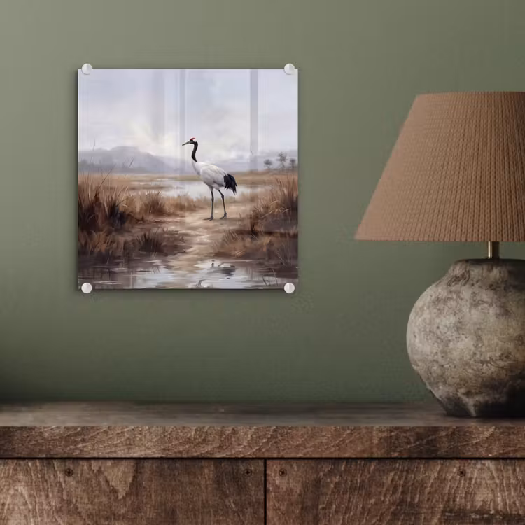 Kraanvogel - Natuur - Realistisch plexiglas 5mm klein -sfeer3