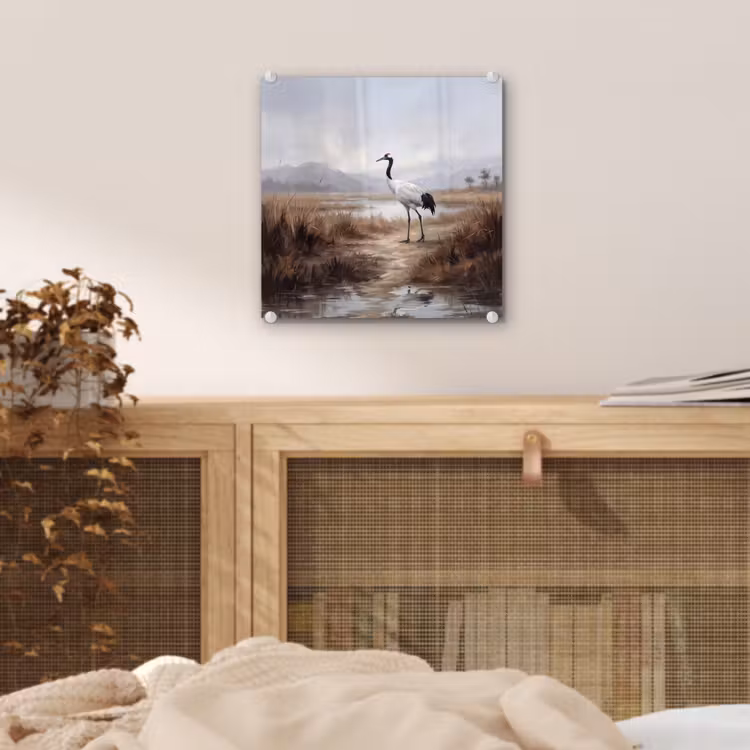 Kraanvogel - Natuur - Realistisch plexiglas 5mm klein -sfeer4