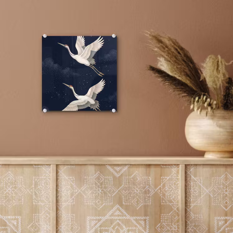 Kraanvogels - Nachthemel - Blauw plexiglas 5mm klein -sfeer5