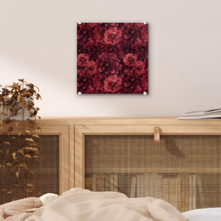 Dahlias - Bloemen - Rood plexiglas 5mm klein 11 -sfeer4