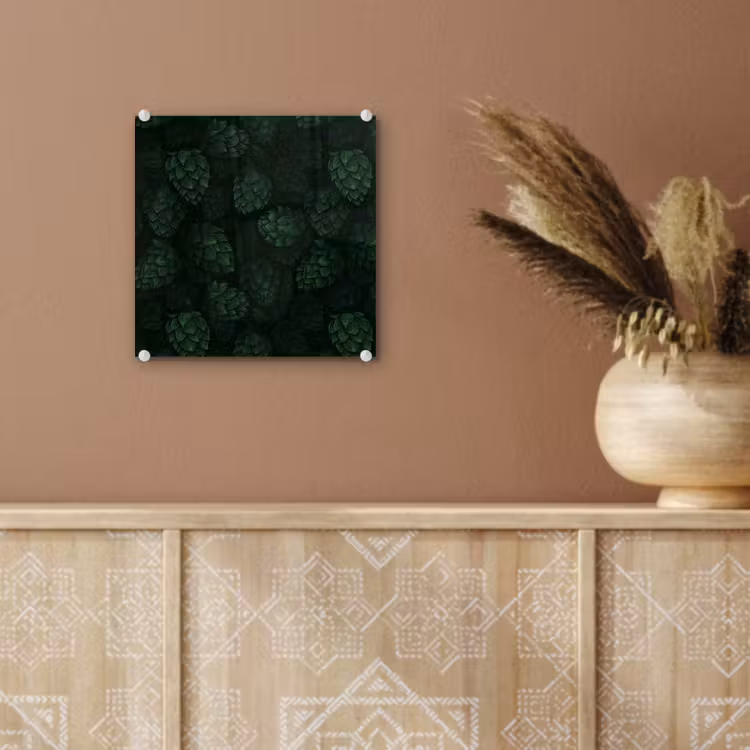 Donker - Groen - Hopbellen - Botanisch - Illustratie plexiglas 5mm klein 11 -sfeer5