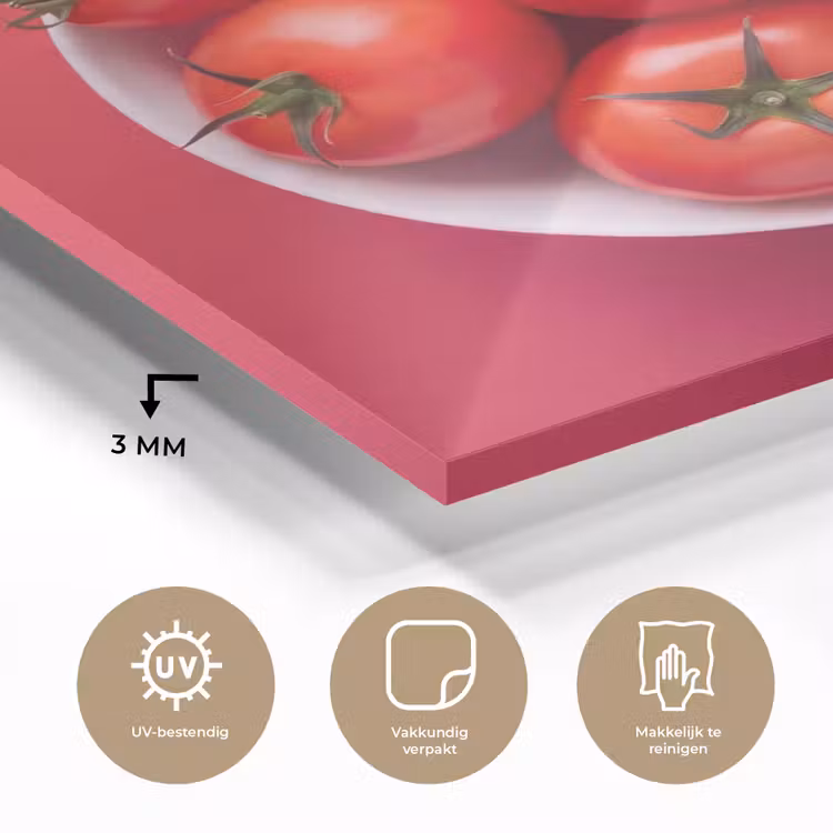 Glass Print - Dinner Plate - Red - Eten - Kom - Rood plexiglas 5mm klein