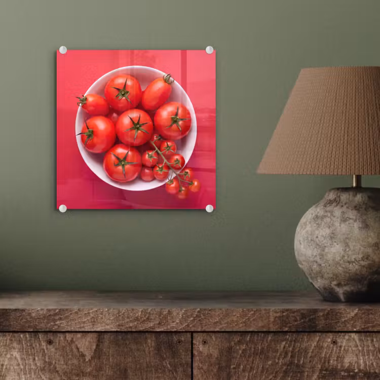 Glass Print - Dinner Plate - Red - Eten - Kom - Rood plexiglas 5mm klein