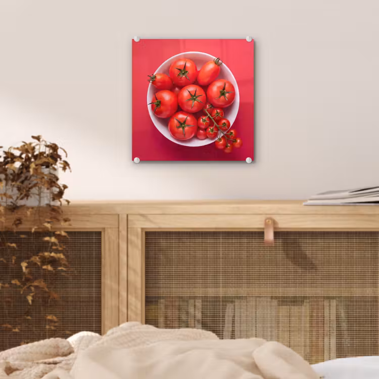 Glass Print - Dinner Plate - Red - Eten - Kom - Rood plexiglas 5mm klein